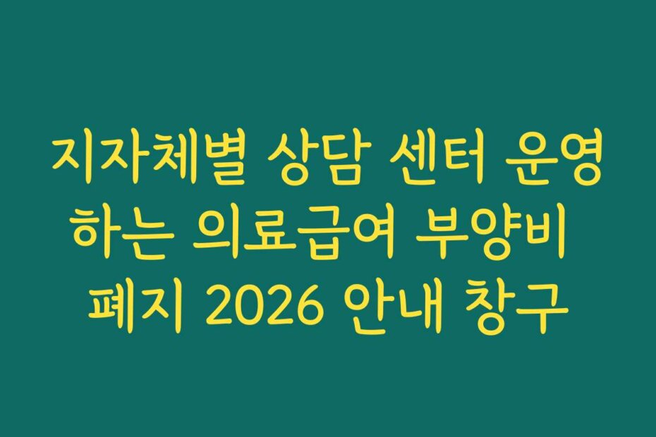 지자체별 상담 센터 운영하는 의료급여 부양비 폐지 2026 안내 창구