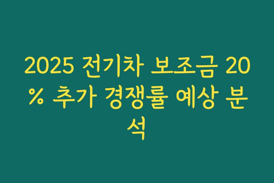 2025 전기차 보조금 20% 추가 경쟁률 예상 분석