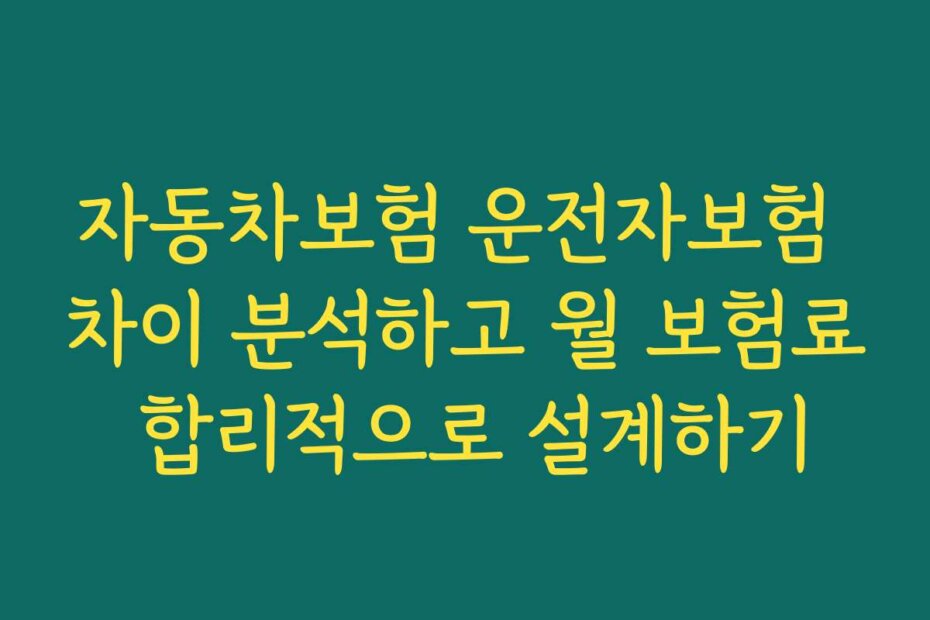 자동차보험 운전자보험 차이 분석하고 월 보험료 합리적으로 설계하기
