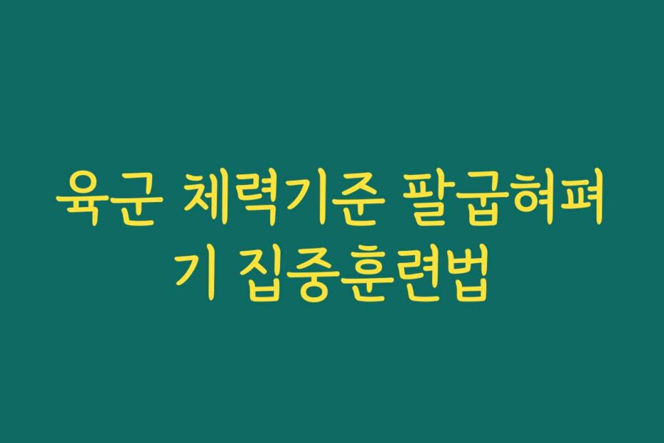 육군 체력기준 팔굽혀펴기 집중훈련법