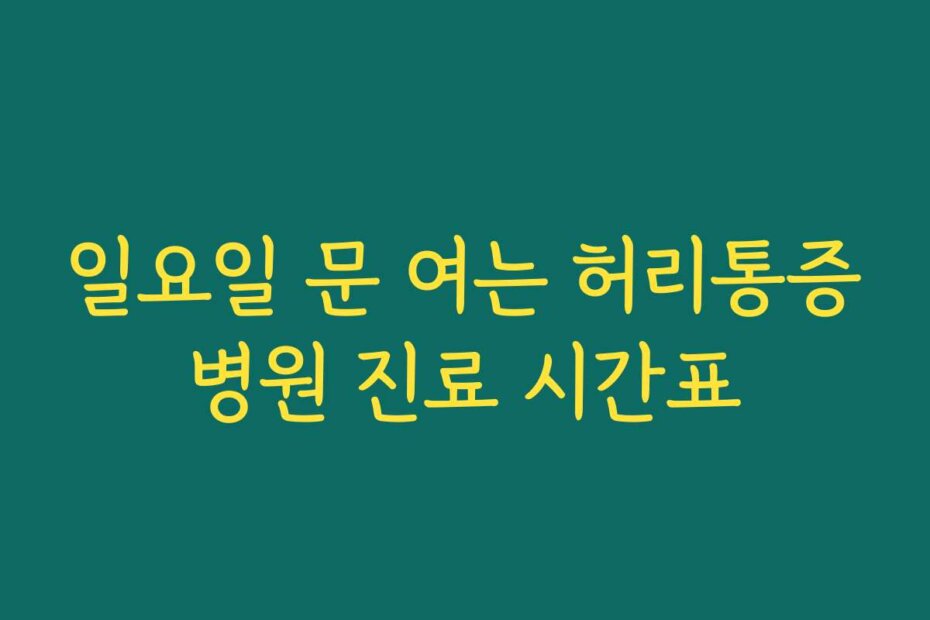 일요일 문 여는 허리통증병원 진료 시간표