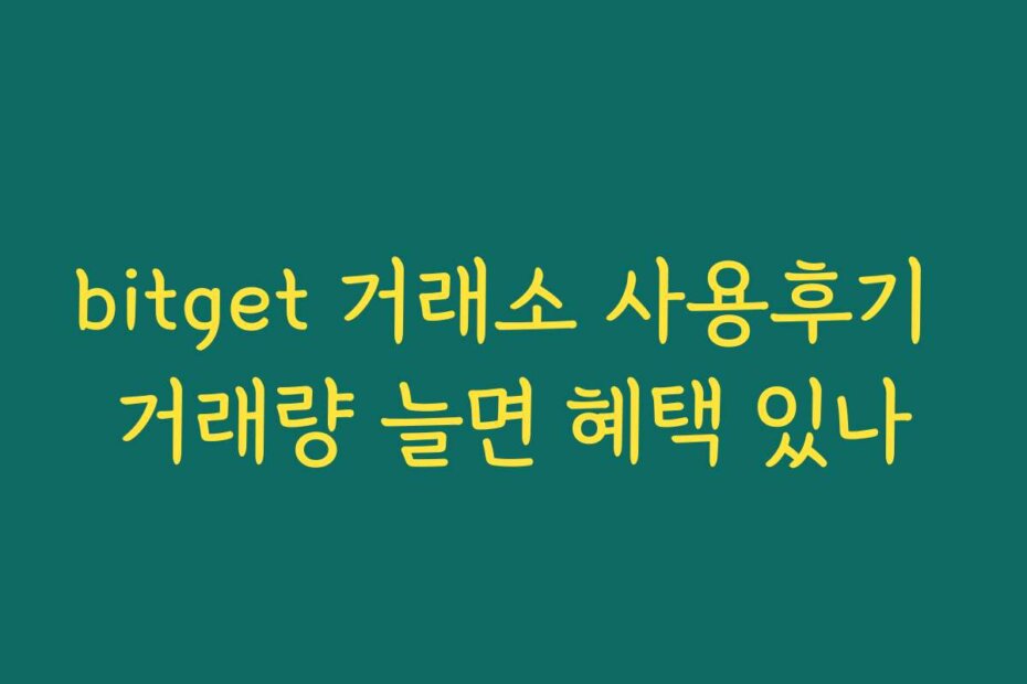 bitget 거래소 사용후기 거래량 늘면 혜택 있나