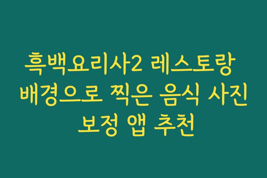 흑백요리사2 레스토랑 배경으로 찍은 음식 사진 보정 앱 추천