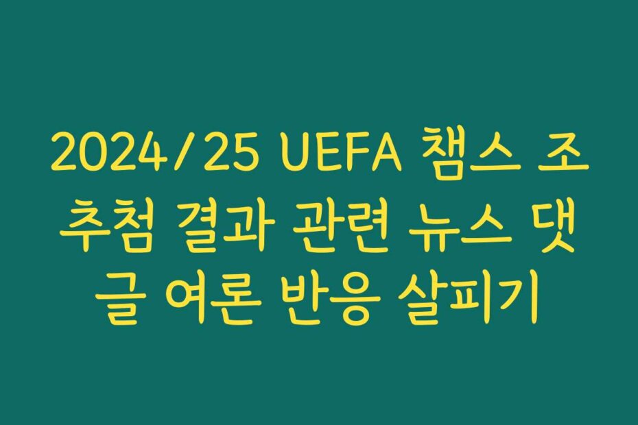 2024/25 UEFA 챔스 조추첨 결과 관련 뉴스 댓글 여론 반응 살피기