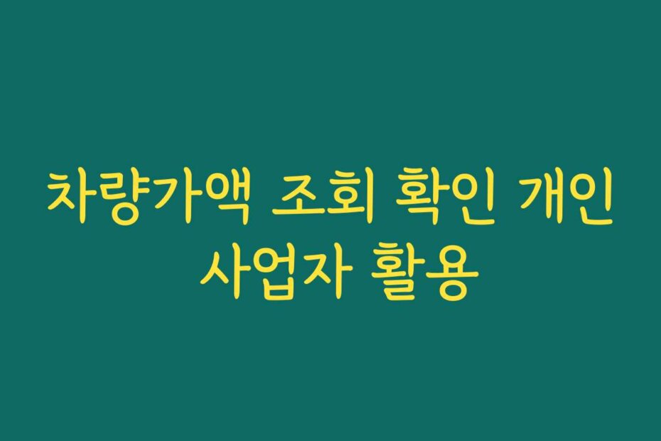 차량가액 조회 확인 개인 사업자 활용