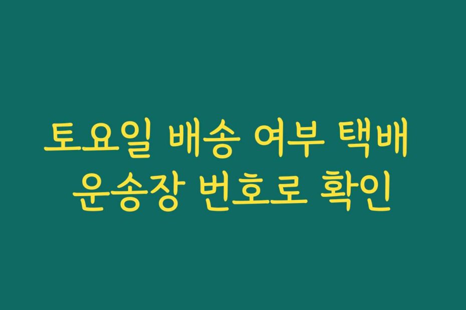 토요일 배송 여부 택배 운송장 번호로 확인