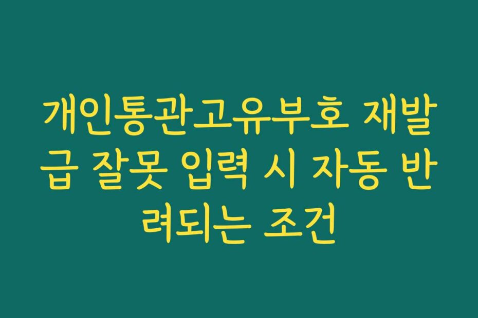 개인통관고유부호 재발급 잘못 입력 시 자동 반려되는 조건