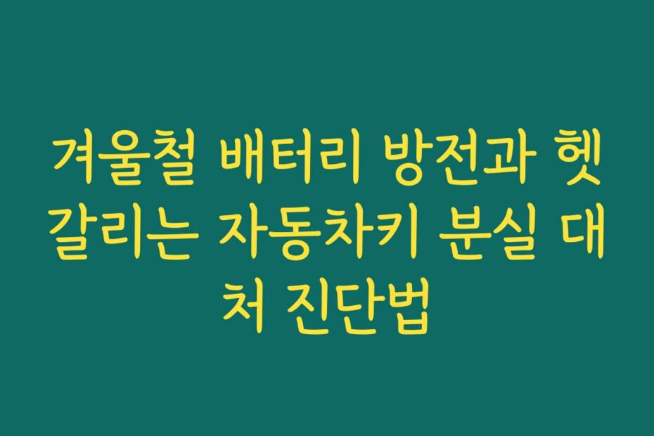 겨울철 배터리 방전과 헷갈리는 자동차키 분실 대처 진단법