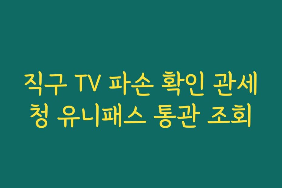 직구 TV 파손 확인 관세청 유니패스 통관 조회
