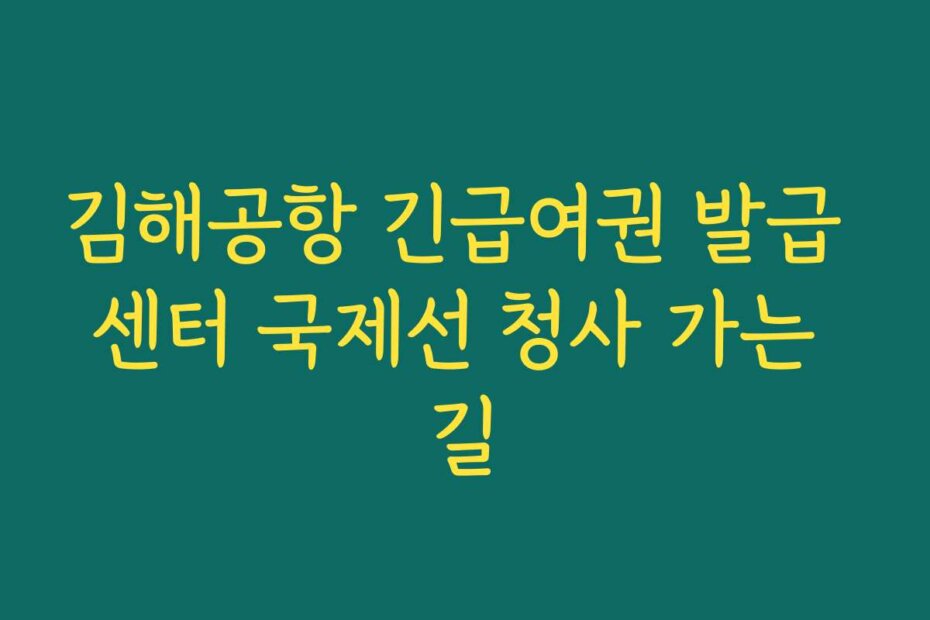 김해공항 긴급여권 발급 센터 국제선 청사 가는 길