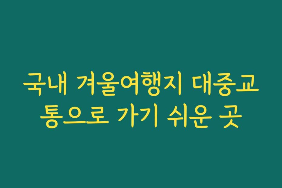 국내 겨울여행지 대중교통으로 가기 쉬운 곳