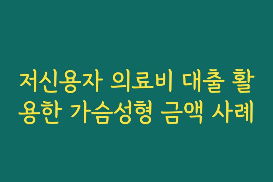 저신용자 의료비 대출 활용한 가슴성형 금액 사례