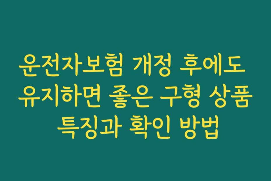 운전자보험 개정 후에도 유지하면 좋은 구형 상품 특징과 확인 방법