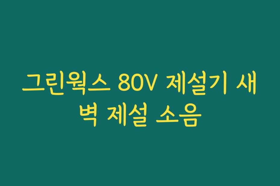 그린웍스 80V 제설기 새벽 제설 소음