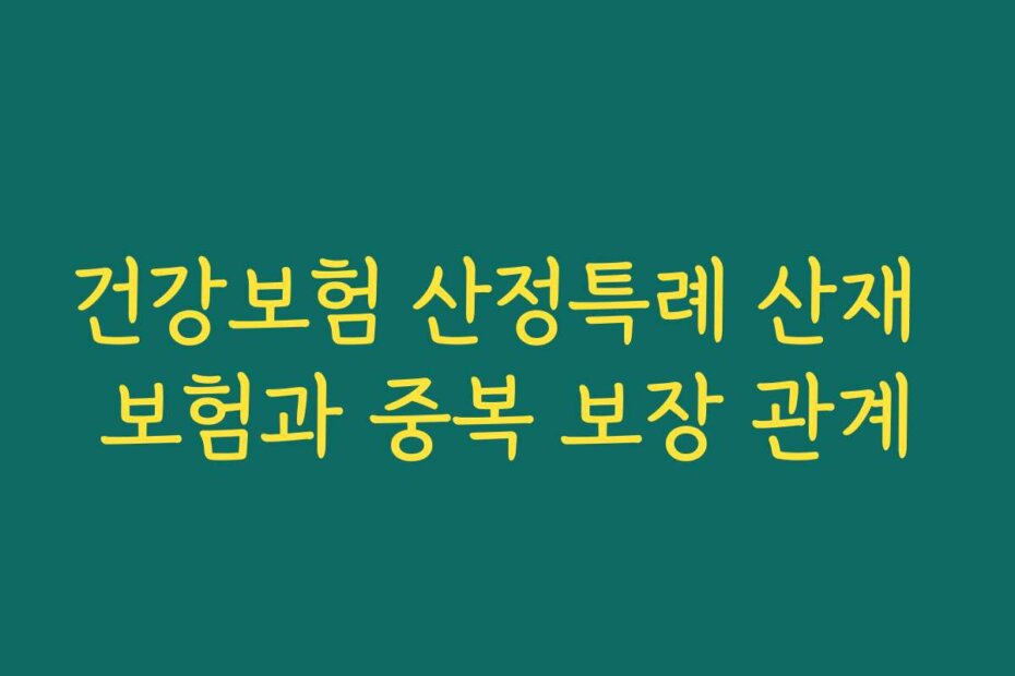건강보험 산정특례 산재 보험과 중복 보장 관계