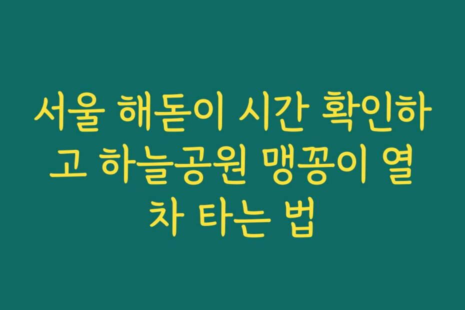 서울 해돋이 시간 확인하고 하늘공원 맹꽁이 열차 타는 법