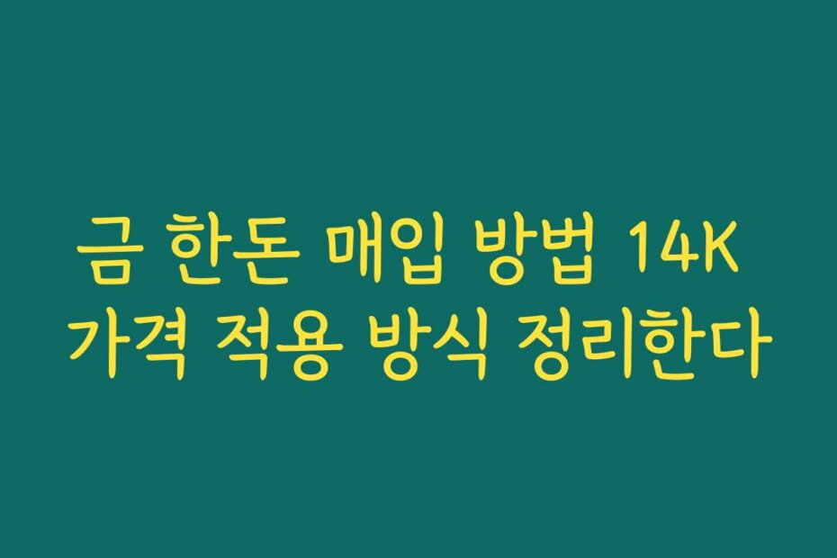 금 한돈 매입 방법 14K 가격 적용 방식 정리한다