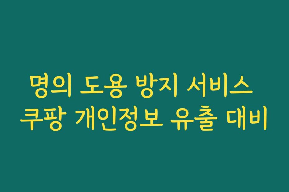 명의 도용 방지 서비스 쿠팡 개인정보 유출 대비