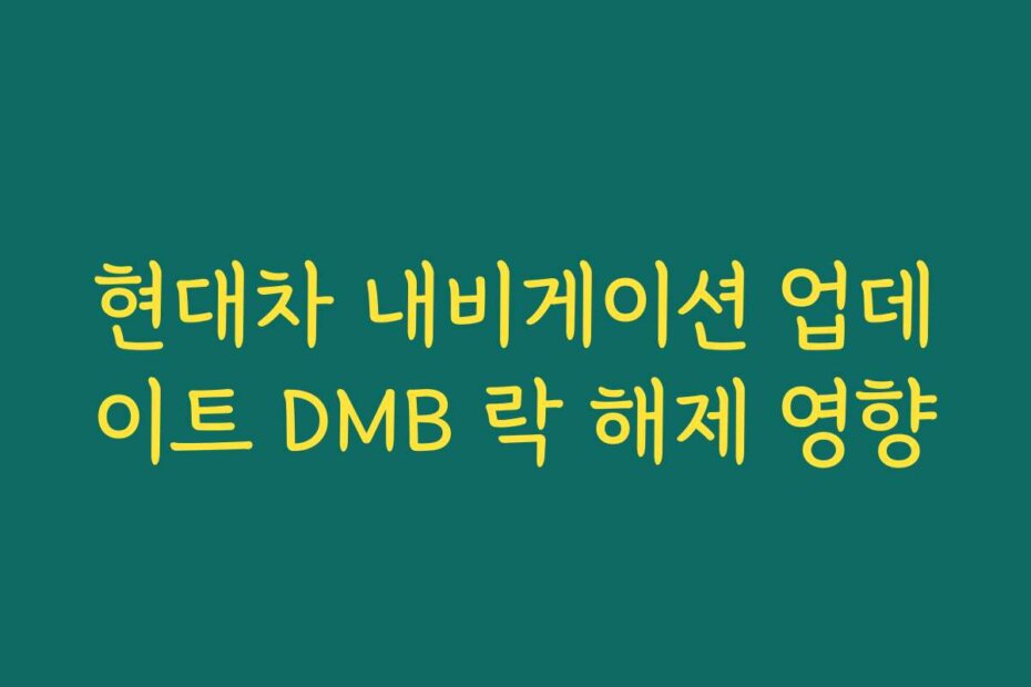 현대차 내비게이션 업데이트 DMB 락 해제 영향