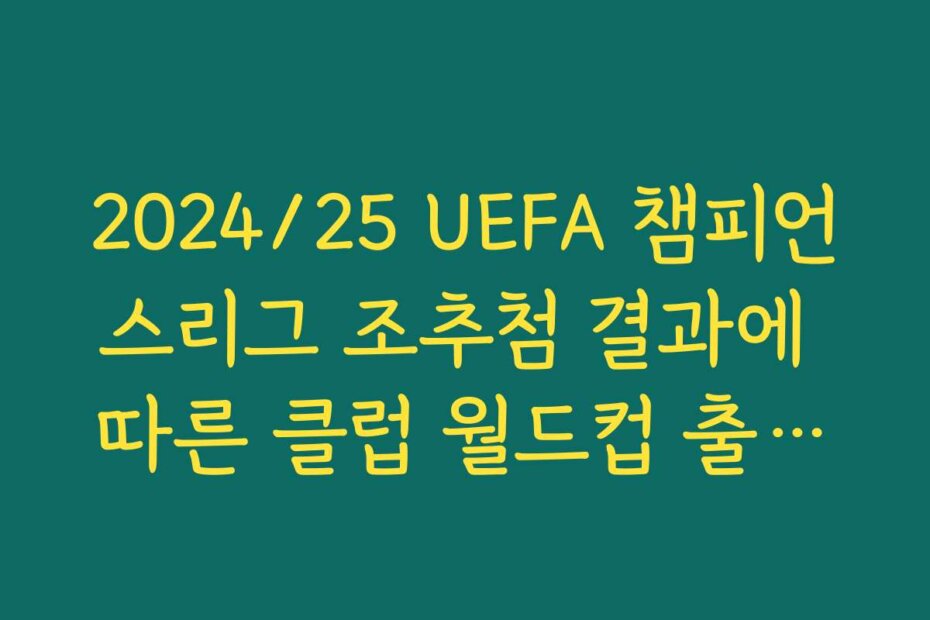 2024/25 UEFA 챔피언스리그 조추첨 결과에 따른 클럽 월드컵 출전권 영향