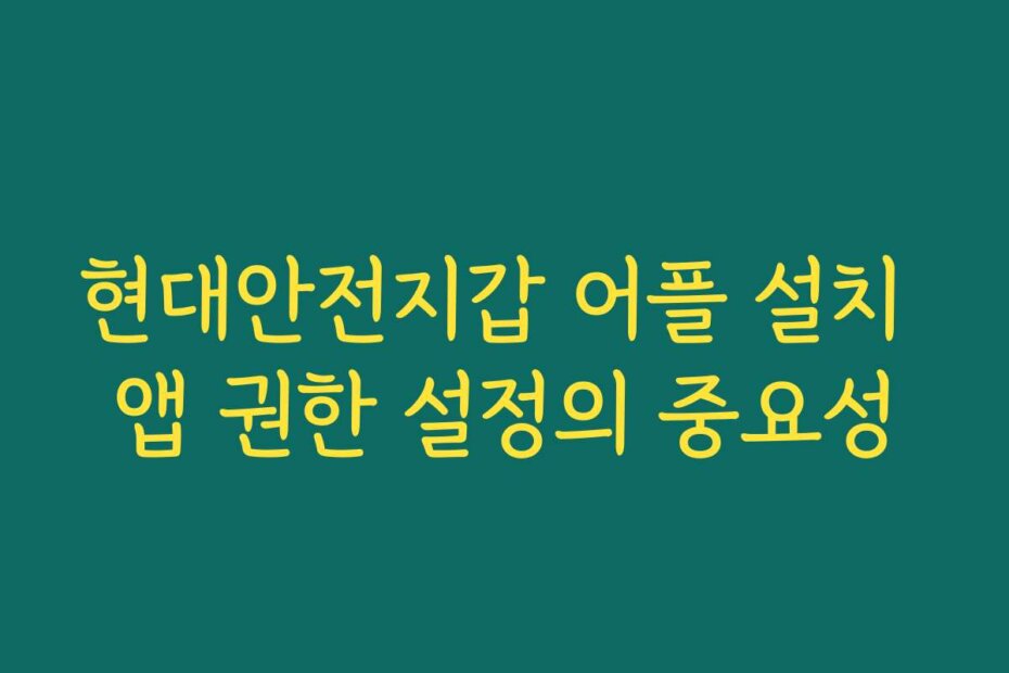 현대안전지갑 어플 설치 앱 권한 설정의 중요성