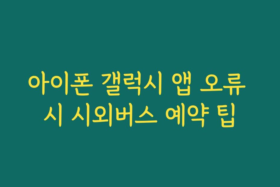 아이폰 갤럭시 앱 오류 시 시외버스 예약 팁