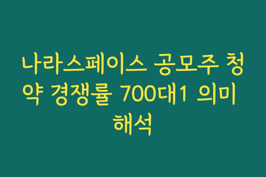 나라스페이스 공모주 청약 경쟁률 700대1 의미 해석