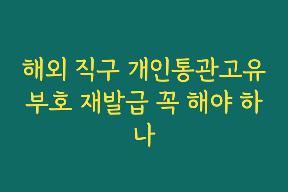 해외 직구 개인통관고유부호 재발급 꼭 해야 하나