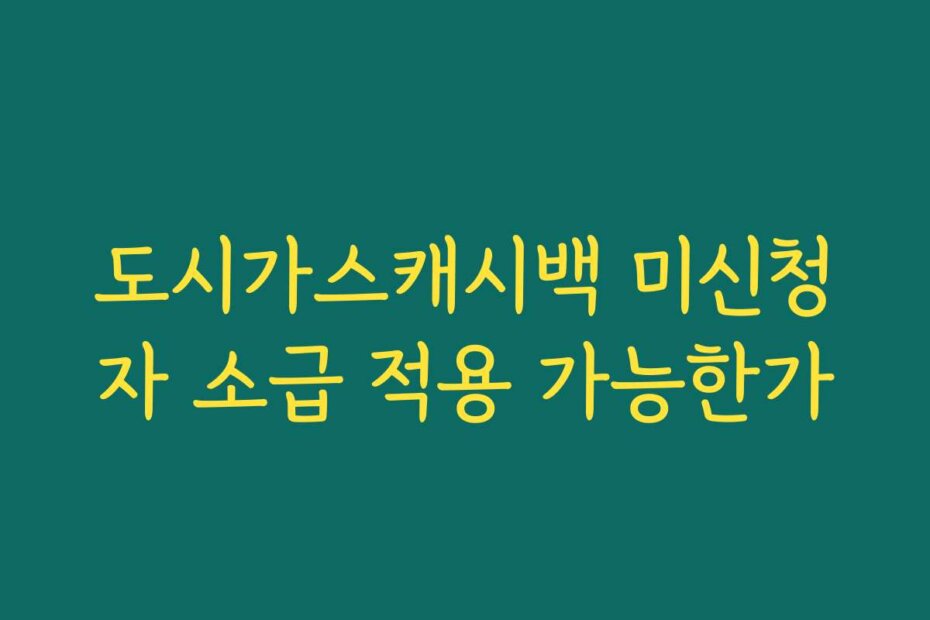 도시가스캐시백 미신청자 소급 적용 가능한가