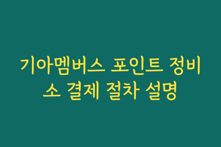 기아멤버스 포인트 정비소 결제 절차 설명