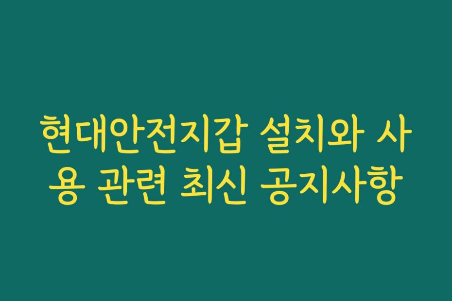 현대안전지갑 설치와 사용 관련 최신 공지사항
