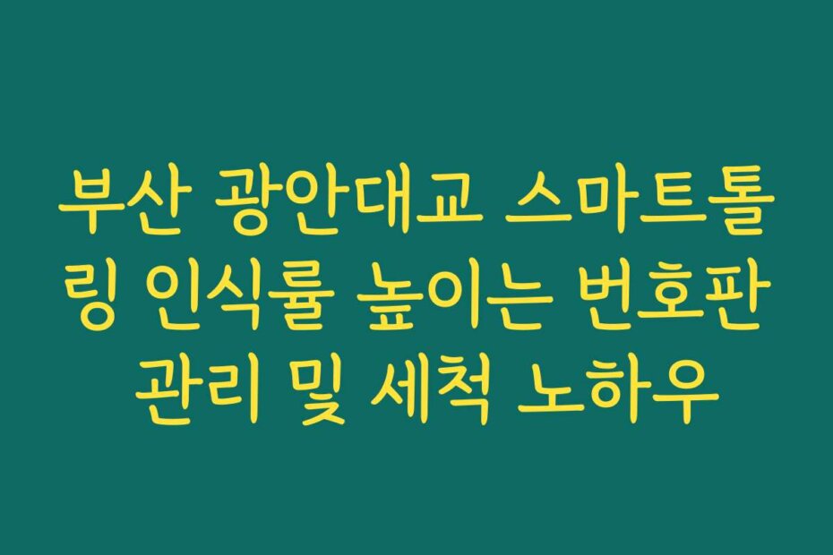 부산 광안대교 스마트톨링 인식률 높이는 번호판 관리 및 세척 노하우