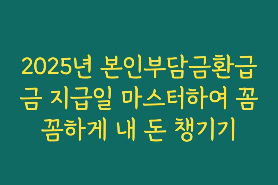 2025년 본인부담금환급금 지급일 마스터하여 꼼꼼하게 내 돈 챙기기