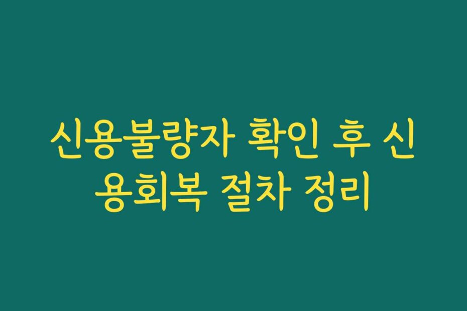 신용불량자 확인 후 신용회복 절차 정리