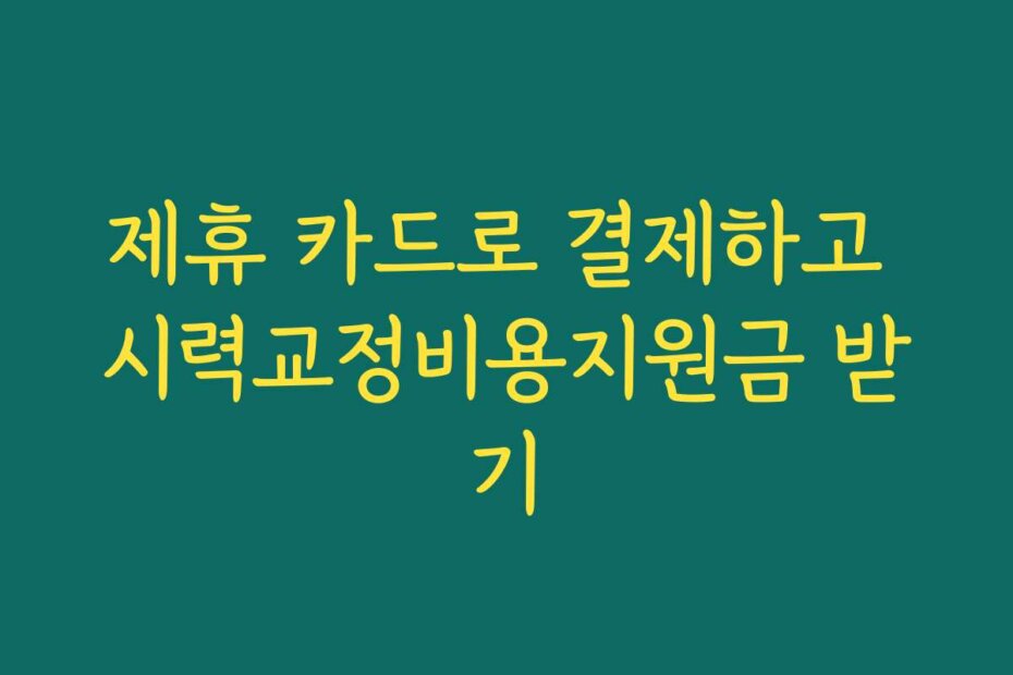 제휴 카드로 결제하고 시력교정비용지원금 받기
