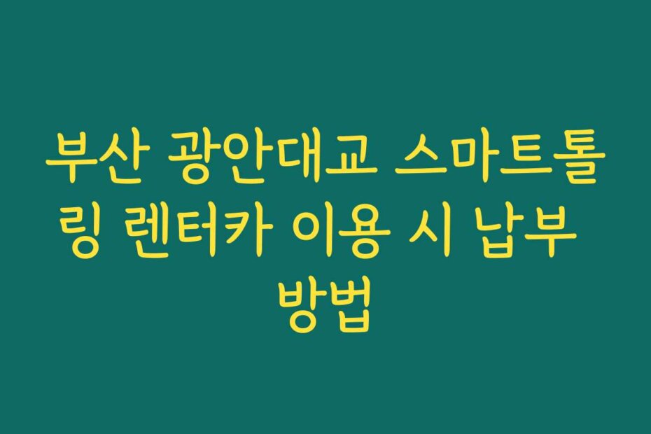 부산 광안대교 스마트톨링 렌터카 이용 시 납부 방법