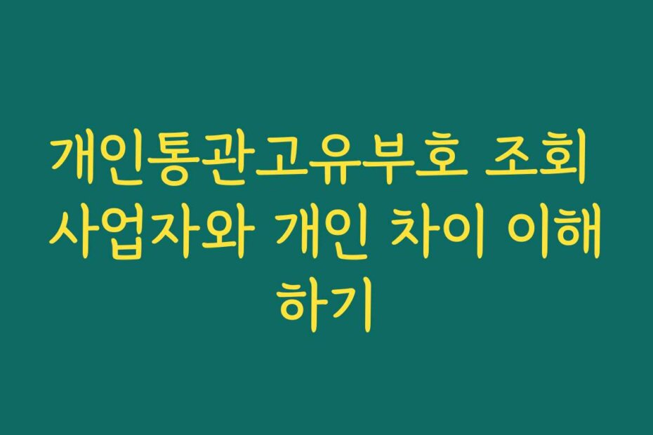 개인통관고유부호 조회 사업자와 개인 차이 이해하기