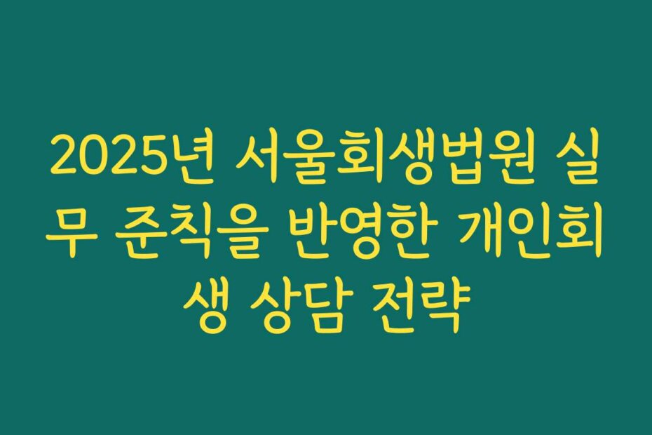 2025년 서울회생법원 실무 준칙을 반영한 개인회생 상담 전략