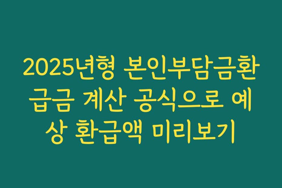 2025년형 본인부담금환급금 계산 공식으로 예상 환급액 미리보기