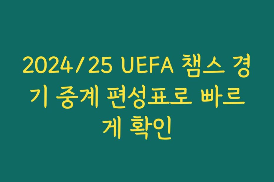 2024/25 UEFA 챔스 경기 중계 편성표로 빠르게 확인