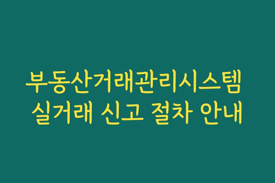 부동산거래관리시스템 실거래 신고 절차 안내