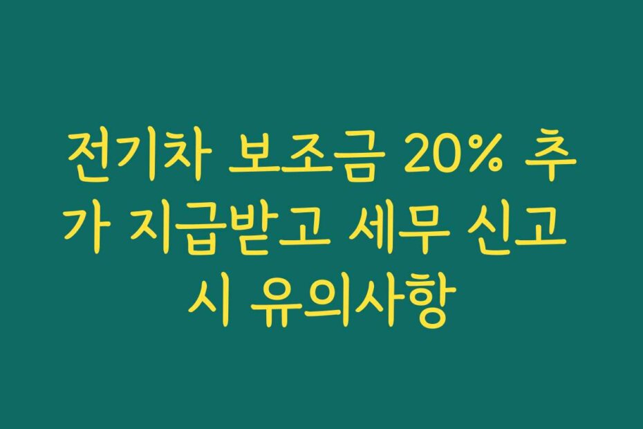 전기차 보조금 20% 추가 지급받고 세무 신고 시 유의사항