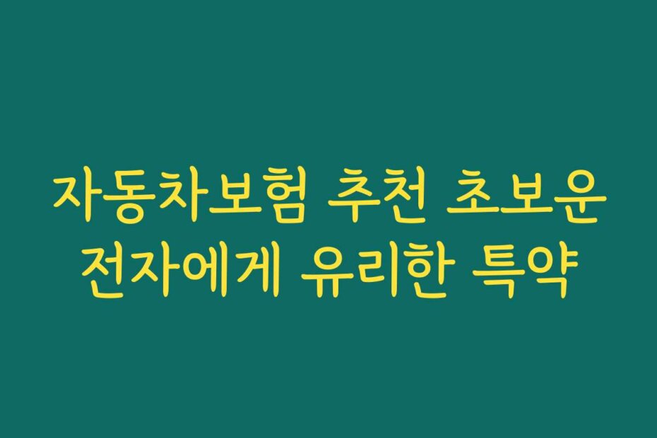자동차보험 추천 초보운전자에게 유리한 특약