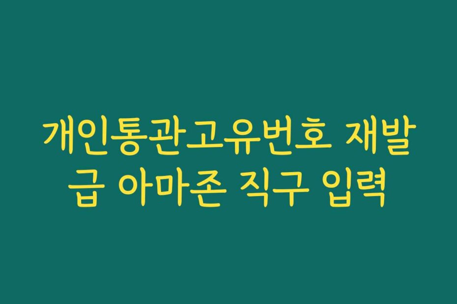 개인통관고유번호 재발급 아마존 직구 입력