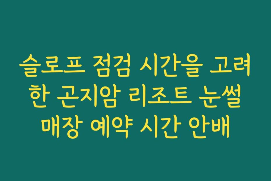 슬로프 점검 시간을 고려한 곤지암 리조트 눈썰매장 예약 시간 안배