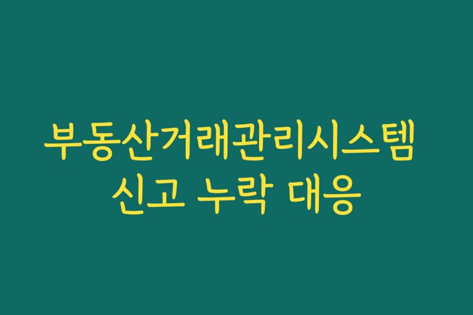 부동산거래관리시스템 신고 누락 대응