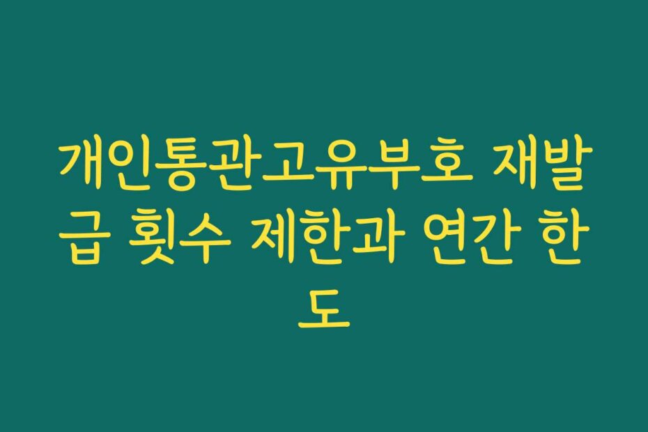개인통관고유부호 재발급 횟수 제한과 연간 한도