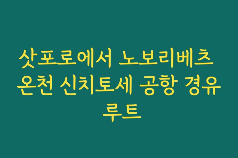 삿포로에서 노보리베츠 온천 신치토세 공항 경유 루트