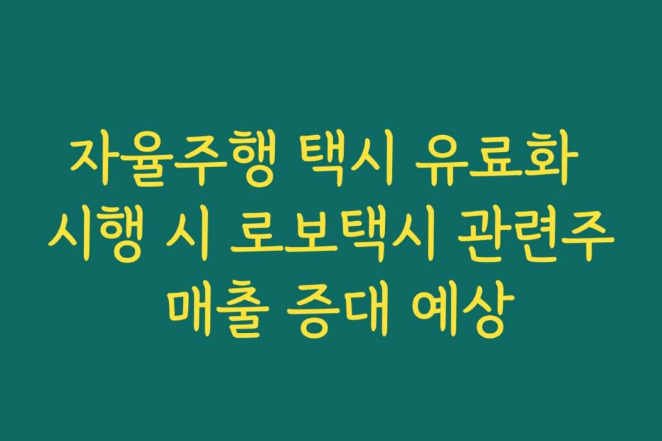 자율주행 택시 유료화 시행 시 로보택시 관련주 매출 증대 예상
