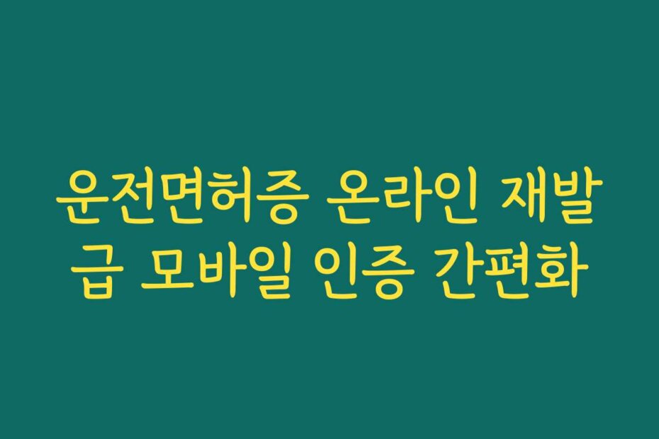 운전면허증 온라인 재발급 모바일 인증 간편화